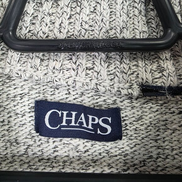 Mens Chaps Gray 1/2 Zip Knit Sweater Ribbed Cuffs & Hem Cotton Blend Size XL - Picture 2 of 7